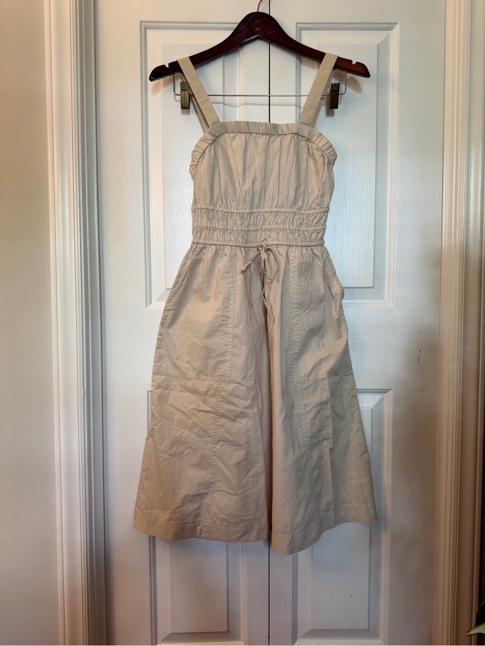 Universal Thread Neutral Tan Drawstring Waist Midi Dress